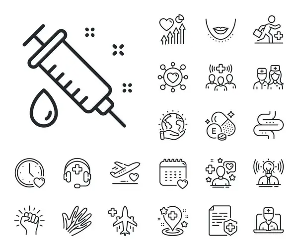 Signo Vacuna Medicinal Médico Línea Paciente Medicina Esbozan Iconos Icono — Archivo Imágenes Vectoriales