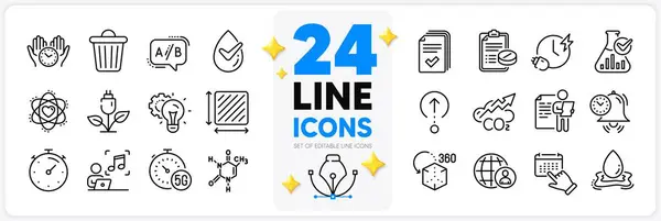 Icons Set Safe Time Chemical Formula Idea Gear Line Icons — Stock Vector