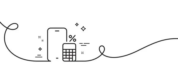 Ikona Linii Kalkulatora Telefonicznego Ciągła Linia Lokami Znak Aplikacji Smartfon — Wektor stockowy