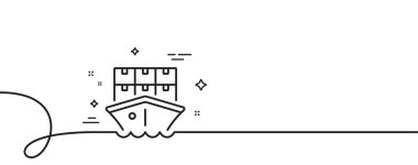 Sevkiyat çizgisi simgesi. Kıvrımlı tek bir çizgi. Lojistik gemi servis tabelası. Teslimat kutuları sembolü. Sevkiyat tek ana hatlı şerit. Döngü eğrisi modeli. Vektör