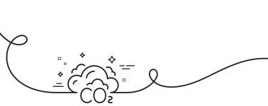 Karbondioksit hattı ikonu. Kıvrımlı tek bir çizgi. Karbondioksit emisyon işareti. Egzoz azaltma sembolü. CO2 tek hatlı şerit. Döngü eğrisi modeli. Vektör