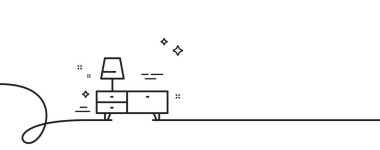 Dresser hattı simgesi. Kıvrımlı tek bir çizgi. Ev eşyaları tabelası. Modern tuvalet sembolü. Daha şık bir taslak şerit. Döngü eğrisi modeli. Vektör