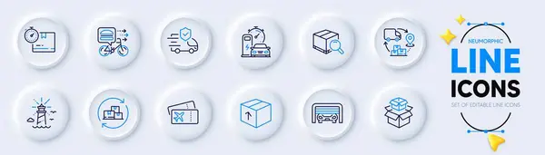 Packing Boxes Supply Chain Package Line Icons Web App Pack — Stock Vector