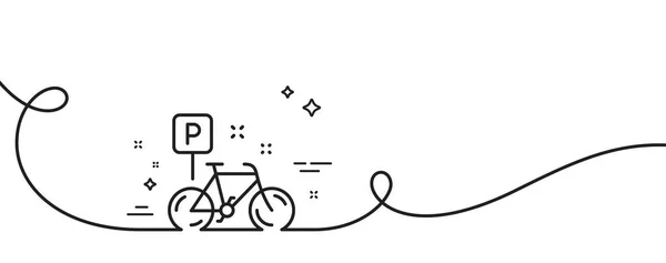 Icône Ligne Vélo Continu Une Ligne Avec Boucle Panneau Stationnement — Image vectorielle
