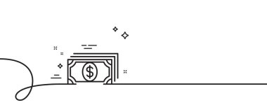 Ödeme çizgisi simgesi. Kıvrımlı tek bir çizgi. Dolar döviz tabelası. Finans sembolü. Ödeme tek taslak şerit. Döngü eğrisi modeli. Vektör