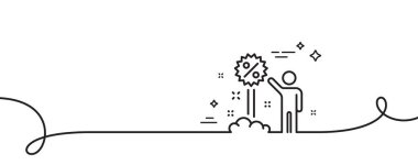 İndirim çizgisi simgesi. Kıvrımlı tek bir çizgi. Satış tabelası. Temizlik sembolü. İndirimli tek taslak şerit. Döngü eğrisi modeli. Vektör