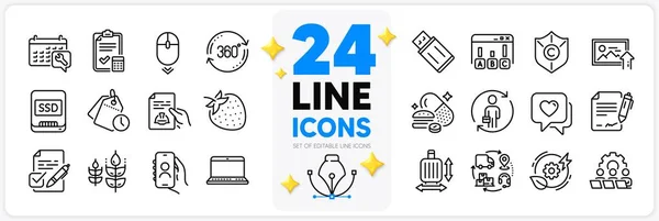 Icons Set Notebook User Call Scroll Line Icons Pack App — Stock Vector