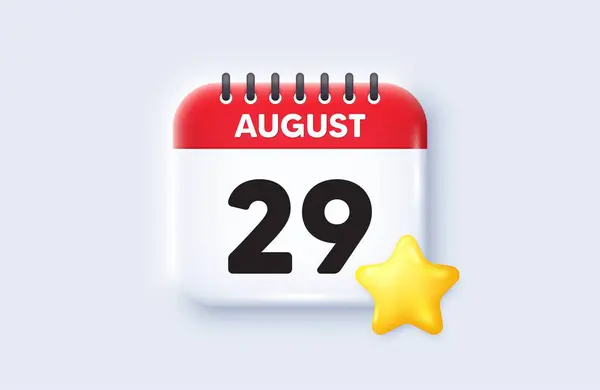 每月的第29天 日历日期3D图标 活动时间表日期 会议时间 八月二十九日日历事件提醒日期 — 图库矢量图片