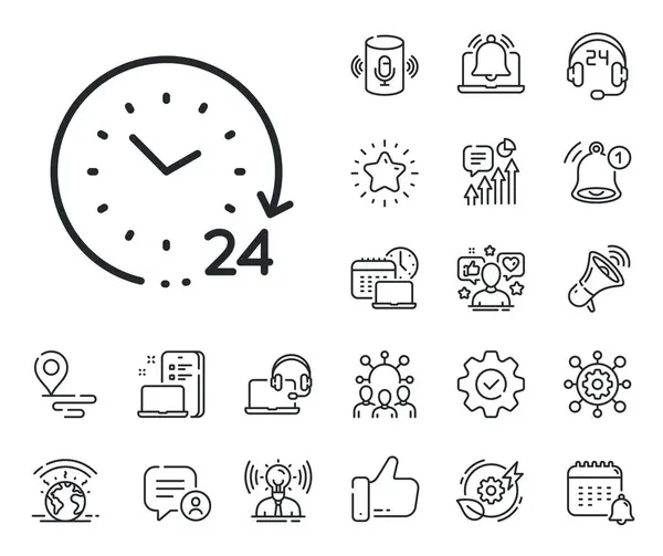 Clock Sign Place Location Technology Smart Speaker Outline Icons Hours — Stock Vector