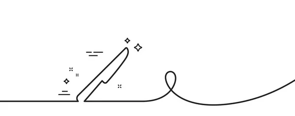 桌刀线图标 连续一行与卷曲 厨房的餐具标志 厨房用具的象征 表刀单轮廓带 循环曲线模式 — 图库矢量图片