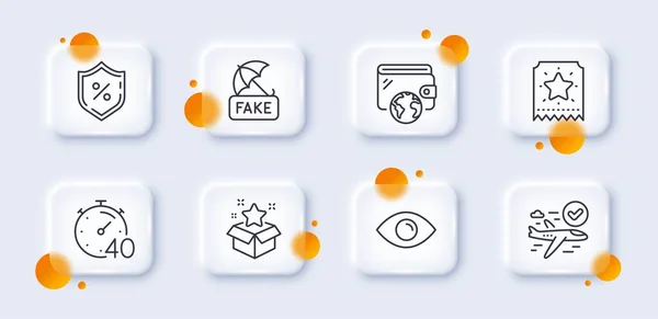 Temporizador Noticias Falsas Paquete Iconos Línea Del Programa Lealtad Botones — Vector de stock