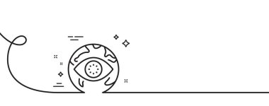 Siber saldırı hattı ikonu. Kıvrımlı tek bir çizgi. Web koruma işareti. İnternet dolandırıcılığı sembolü. Siber saldırı, tek ana hatlı şerit. Döngü eğrisi modeli. Vektör