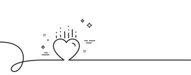 Kalp çizgisi ikonu. Kıvrımlı tek bir çizgi. Duygusal işaretleri severim. Sevgililer Günü sembolü. Kalp tek hatlı şerit. Döngü eğrisi modeli. Vektör