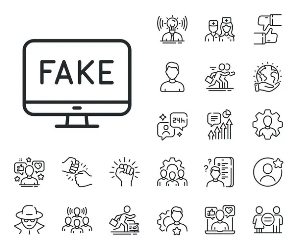Propaganda Conspiracy Sign Specialist Doctor Job Competition Outline Icons Fake — Stock Vector