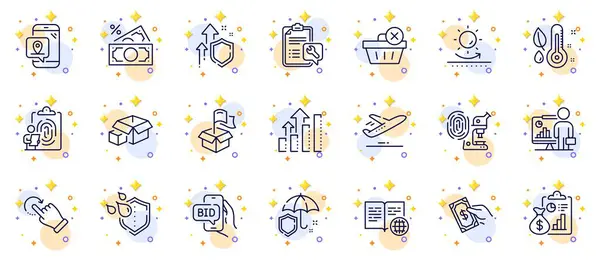 Outline Set Pay Money Delete Purchase Report Line Icons Web — Stock Vector