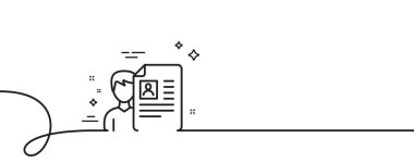 İşe alım çizgisi ikonu. Kıvrımlı tek bir çizgi. Özgeçmiş belgeleri ya da Portföy imzası. İş görüşmesi, tek ana hatlı kurdele. Döngü eğrisi modeli. Vektör