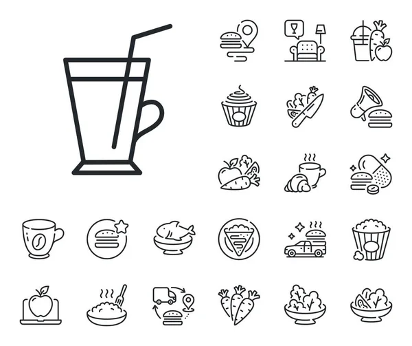 Hot Latte Sign Crepe Sweet Popcorn Salad Outline Icons Coffee — Stock Vector