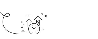 Zaman yönetimi çizgisi simgesi. Kıvrımlı tek bir çizgi. Saat işareti. Sembol izle. Zaman yönetimi tek ana hatlı kurdele. Döngü eğrisi modeli. Vektör