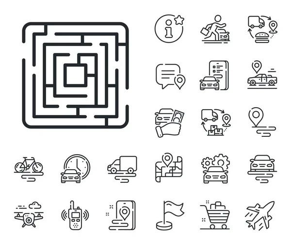 Labyrinth Game Sign Plane Supply Chain Place Location Outline Icons — Stock Vector