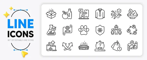 Map Shirt Chemistry Lab Line Icons Set App Include Time — Stock Vector