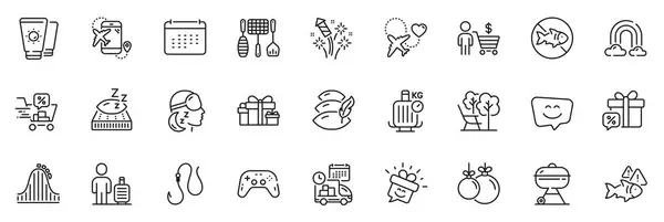 Icons Pack Als Verkaufsgeschenk Weihnachtsgeschenke Und Matratzen Linie Symbole Für — Stockvektor