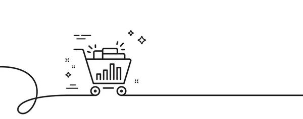 Seo购物车线图标 连续一行与卷曲 搜索引擎优化标志 分析符号 座位购物单轮廓丝带 循环曲线模式 — 图库矢量图片