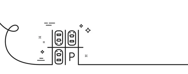 Parkeringsplatsikonen Kontinuerlig Linje Med Curl Parkeringsskylt Transport Symbol Parkering Plats — Stock vektor