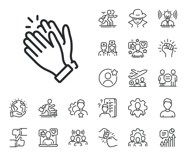 Clap Sign Specialist Doctor Job Competition Outline Icons Clapping Hands — Stock Vector