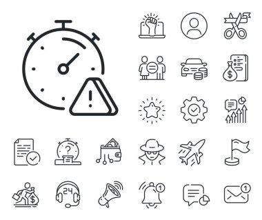 Önemli bir uyarı işareti. Maaşlı çalışan, cinsiyet eşitliği ve alarm çanı taslak simgeleri. Dikkat çizgi simgesi. Zamanlayıcı uyarı sembolü. Dikkat çizgisi işareti. Casus ya da profil tutucu simgesi. Vektör