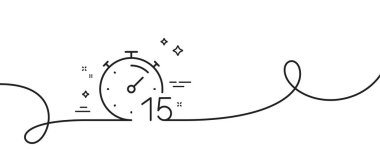 Zamanlayıcı 15 dakikalık hat simgesi. Kıvrımlı tek bir çizgi. Kronometre zaman işareti. Geri sayım saati sembolü. Zamanlayıcı tek ana hatlı şerit. Döngü eğrisi modeli. Vektör