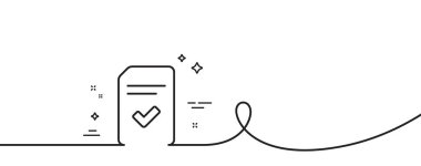 Belge satırı simgesi kontrol edildi. Kıvrımlı tek bir çizgi. İşaretli Bilgi Dosyası. Kağıt sayfa konsept sembolü doğru. Tek ana hatlı kurdele kontrol edildi. Döngü eğrisi modeli. Vektör