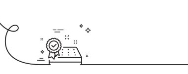 Yatak garantisi çizgi simgesi. Kıvrımlı tek bir çizgi. Ortopedi işaretini test ettim. Nefes alınabilir uyku yatağı sembolü. Yatak tek hatlı şerit garantisi veriyor. Döngü eğrisi modeli. Vektör