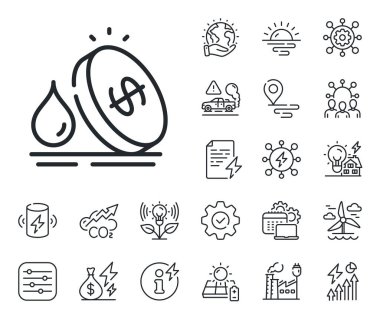 Benzin fiyatları. Enerji, karbondioksit egzozu ve güneş paneli ikonları. Yakıt fiyatları ikonu. Dizel hız sembolü. Yakıt fiyatları tabelası. Eko elektrik ya da rüzgar gücü ikonu. Yeşil gezegen. Vektör