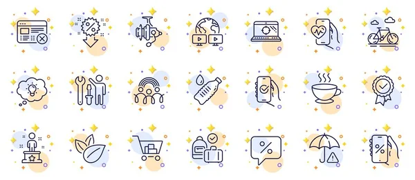 Outline Set Reject Web Carry Baggage Coffee Cup Line Icons — Stock Vector