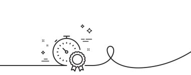 En iyi sonuç çizgisi simgesi. Kıvrımlı tek bir çizgi. Zamanlayıcı ödülü tabelası. Başarılı galibiyet sembolü. En iyi sonuç tek taslak şerit. Döngü eğrisi modeli. Vektör