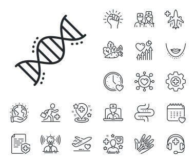 Laboratuvar analiz işareti. Çevrimiçi doktor, hasta ve ilaç ikonları. Kimya DNA çizgisi simgesi. Kimyasal formül sembolü. Kimya DNA çizgisi işareti. Vektör