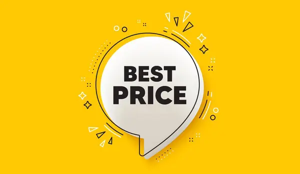 Best Price Tag Speech Bubble Yellow Banner Special Offer Sale — Stock Vector