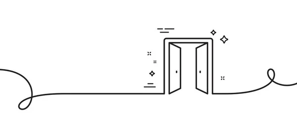 Ícone Linha Porta Aberta Contínua Uma Linha Com Ondulação Sinal — Vetor de Stock