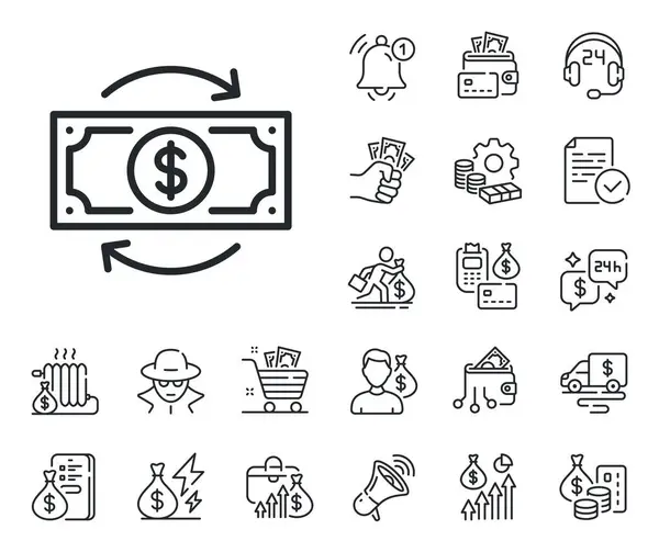 Currency Exchange Sign Cash Money Loan Mortgage Outline Icons Money — Stock Vector