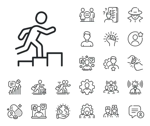 Person Running Sign Specialist Doctor Job Competition Outline Icons Leader — Stock Vector