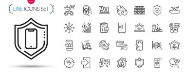 Akıllı telefon paketleri, Arama ve Faq hattı simgeleri. Yıldız, Zaman Yönetimi, Buzdolabı resim simgeleri dahil. Elektrikli bisiklet, takvim, uygulama ödülleri. Depo, kurdele, çağrı merkezi. Vektör