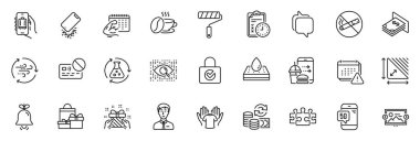 Parola şifrelemesi olarak simgeler, uygulama için 5g telefon ve Gıda sipariş satırı simgeleri arasında İş adamı Bilmecesi, Yapay Zeka ince ikon web seti yer alıyor. Atlıkarınca görüntüsü. Vektör