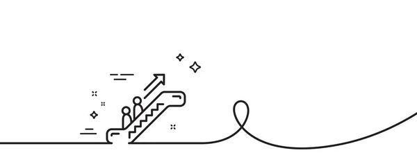 自动扶梯线图标 连续一行与卷曲 电梯标志 购物楼梯的标志 上升机单一轮廓带 循环曲线模式 — 图库矢量图片