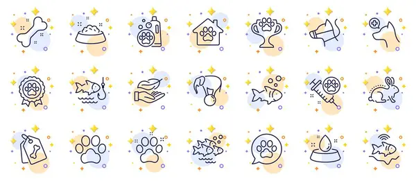Outline Set Dog Vaccination Pets Care Fish School Line Icons — Stock Vector