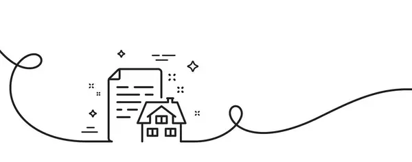 租赁合同线图标 连续一行与卷曲 租房子签名 财产协议的标志 租赁合同单带纲要 循环曲线模式 — 图库矢量图片