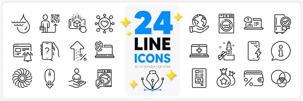 Icons Set Info Online Help Computer Fingerprint Line Icons Pack — Stock Vector