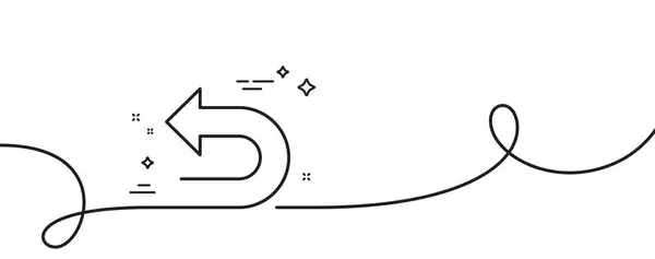 撤消箭头线图标 连续一行与卷曲 左转弯方向符号 导航指针标志 取消单一轮廓带 循环曲线模式 — 图库矢量图片