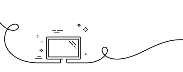 Ícone Linha Monitor Contínua Uma Linha Com Ondulação Assinatura Dispositivo — Vetor de Stock