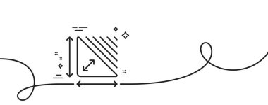 Üçgen alan çizgisi simgesi. Kıvrımlı tek bir çizgi. Plan boyut işareti. Bölgesel ölçüm sembolü. Üçgen alanı tek ana hat şeridi. Döngü eğrisi modeli. Vektör