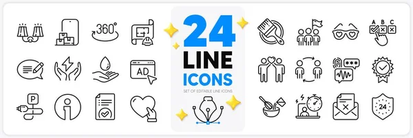 Icons Set Certificate Water Care Hours Line Icons Pack App — Stock Vector